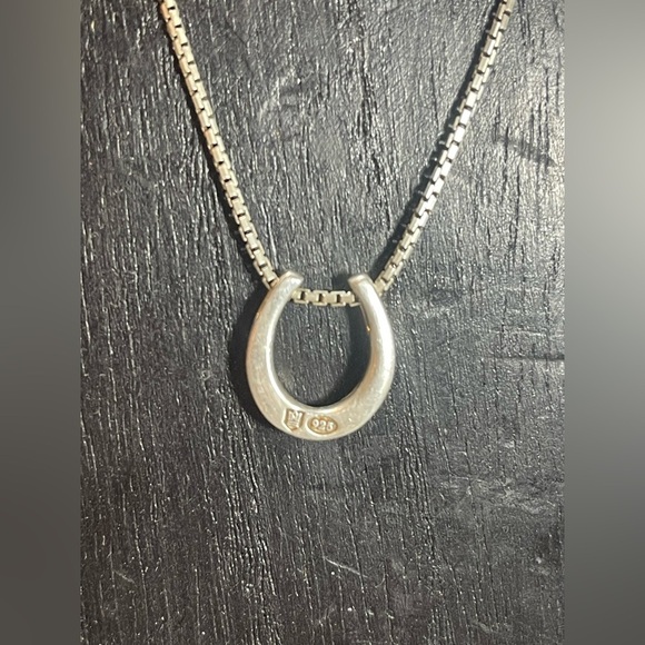 Metalsmith Horseshoe Pendant on Box Chain. Martello Metalsmiths Sterling - Picture 5 of 15
